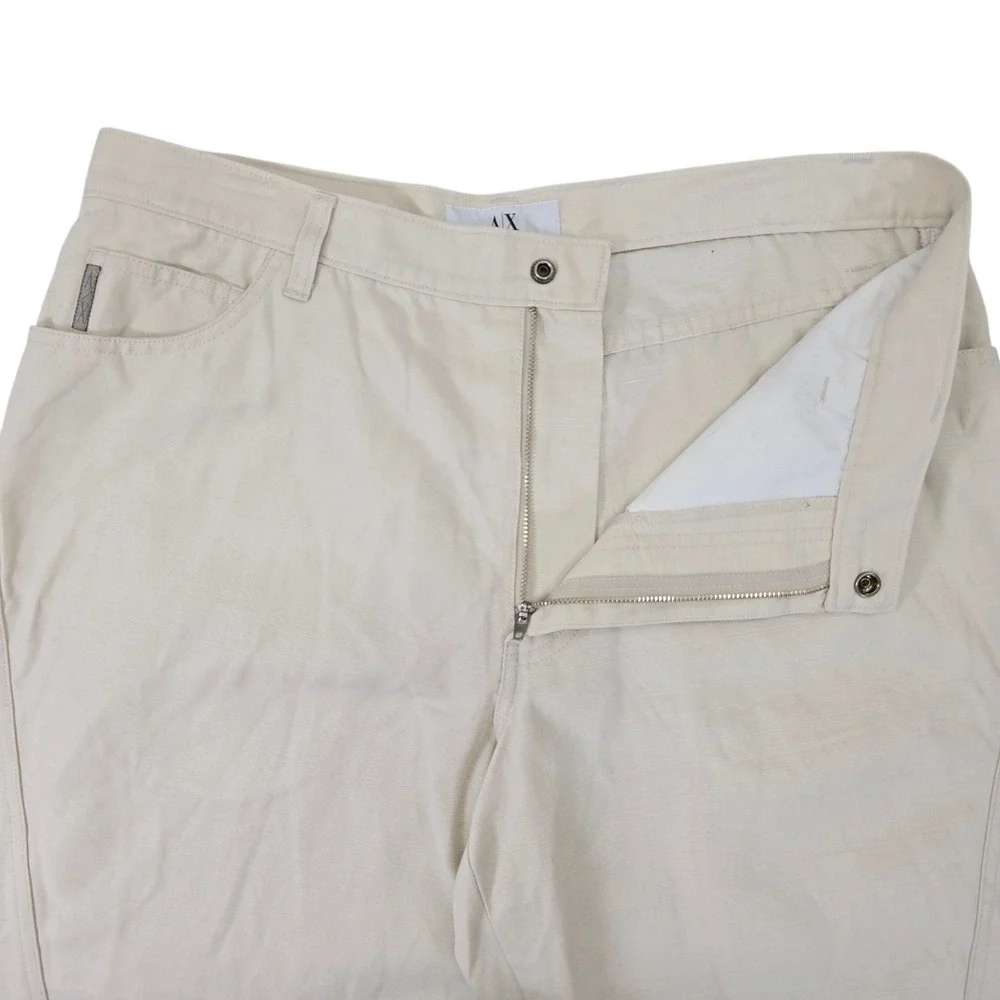 Armani Exchange Mens Khaki Linen Blend Straight Leg‎ Casual Pants Size 36